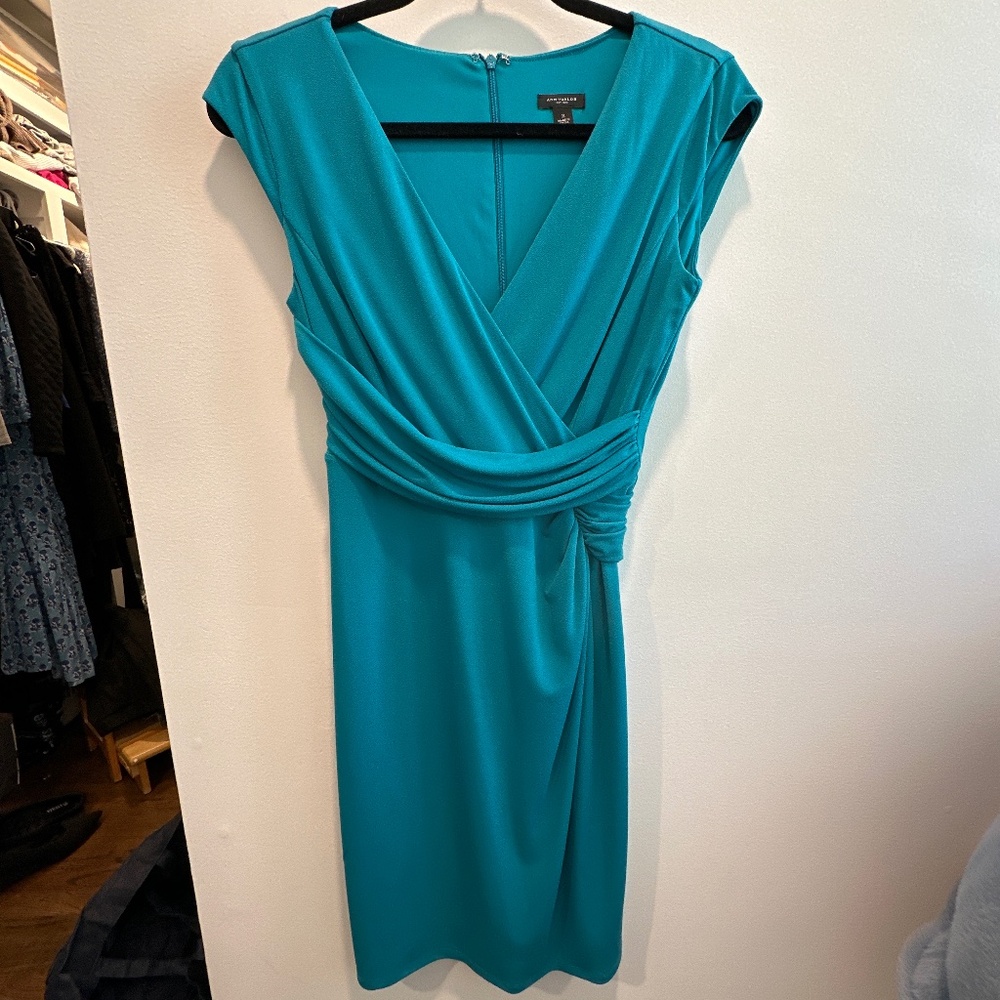 Turquoise Ann Taylor faux wrap dress